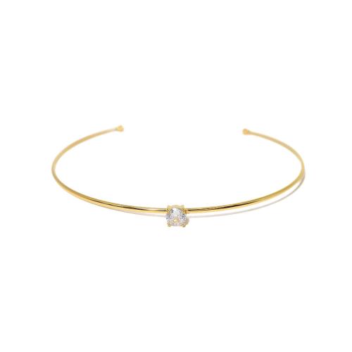 Nerūdijančio plieno Bangle, 304 Nerūdijantis plienas, su Krištolas, 18K paauksuoti, Bižuterijos & moters, nikelio, švino ir kadmio nemokamai, Inner diameter :60mm, Pardavė PC