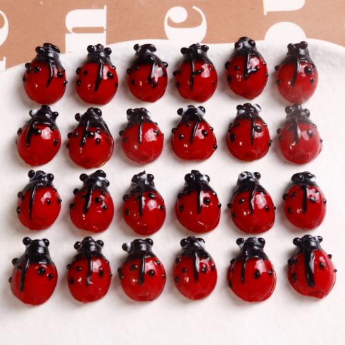 Håndlavede Lampeperler, Lampwork, Ladybug, ovntørrende lak, du kan DIY, 14.50x11mm, Solgt af PC