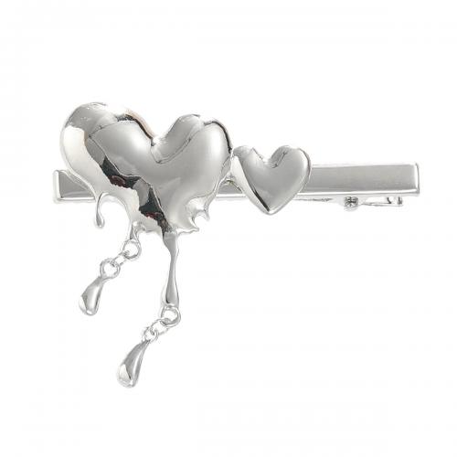 Alligator Hair Clip Zinc Alloy Heart for woman silver color nickel lead & cadmium free Sold By PC