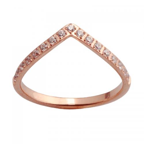 Titanium Steel Finger Ring plated & micro pave cubic zirconia & for woman rose gold color Sold By PC