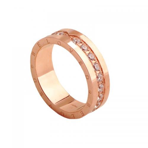 Titanium Steel Finger Ring plated & micro pave cubic zirconia & for woman rose gold color Sold By PC