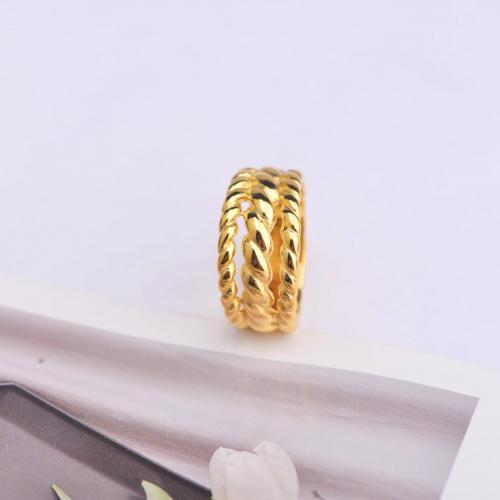 Vinger Ring in edelstaal, 304 roestvrij staal, plated, verschillende grootte voor keus & voor vrouw, gouden, Verkocht door PC