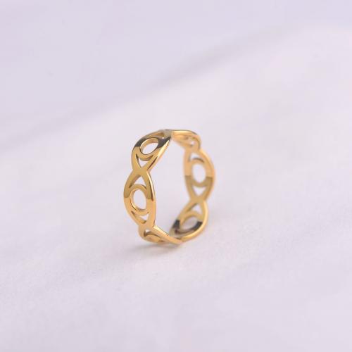 Anillo de dedo de acero inoxidable, acero inoxidable 304, chapado, diverso tamaño para la opción & para mujer, dorado, Vendido por UD