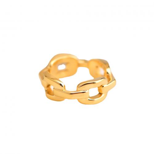 Anillo de dedo de acero inoxidable, acero inoxidable 304, chapado, diverso tamaño para la opción & para mujer, dorado, Vendido por UD