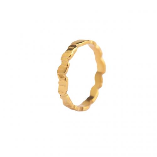 Anillo de dedo de acero inoxidable, acero inoxidable 304, chapado, diverso tamaño para la opción & para mujer, dorado, Vendido por UD