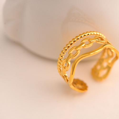 Vinger Ring in edelstaal, 304 roestvrij staal, plated, voor vrouw, gouden, Maat:7, Verkocht door PC