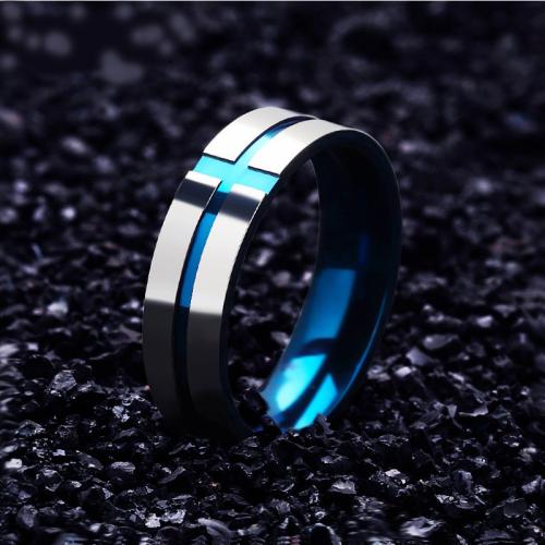 Anillo de dedo de acero inoxidable, acero inoxidable 304, Joyería & diverso tamaño para la opción & para hombre, más colores para la opción, libre de níquel, plomo & cadmio, Width 8mm,Thickness 2mm, Vendido por UD