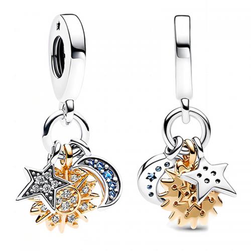 Rhinestone Brass Pendants plated DIY & enamel & with rhinestone Sold By PC