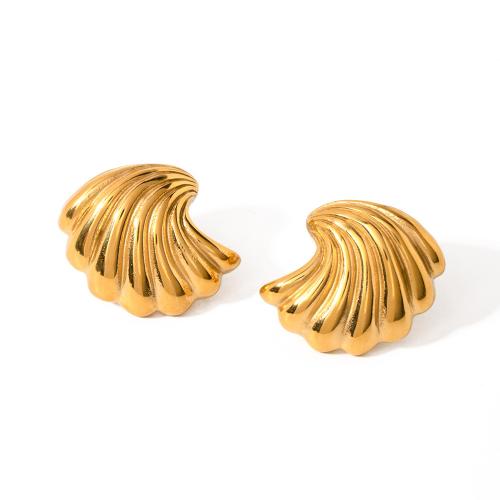 Stainless Steel Stud Earrings 304 Stainless Steel 18K gold plated fashion jewelry & for woman golden Sold By Pair