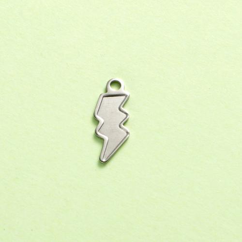 Roestvrij stalen sieraden Hangers, 304 roestvrij staal, Lightning Symbol, DIY, oorspronkelijke kleur, 6x15mm, Gat:Ca 3mm, Verkocht door PC