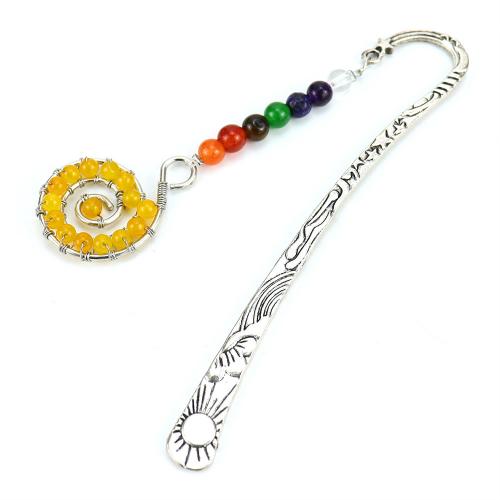 Zinc Alloy Bookmark with Natural Stone Helix silver color plated & Unisex nickel lead & cadmium free 120mm Sold By PC