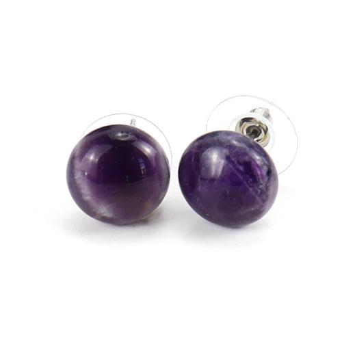 Pendientes de Gemas, Piedra natural, con acero inoxidable 304, Redondo aplanado, diferentes materiales para la opción & para mujer, más colores para la opción, libre de níquel, plomo & cadmio, 12x20mm, Vendido por Par