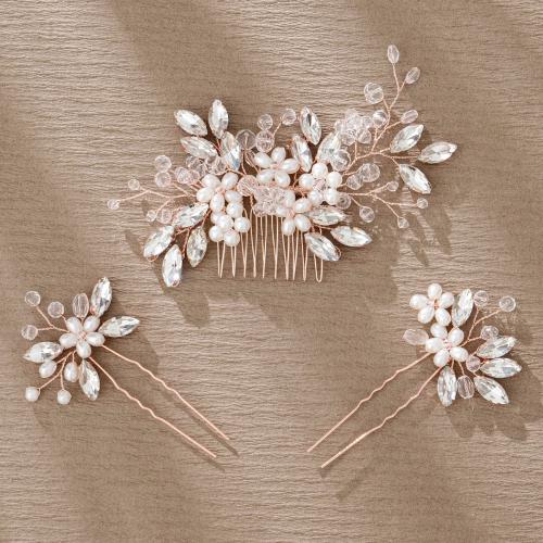 Measctha Hair Accessories, cíor gruaige & bata gruaige, Sinc Alloy, le Pearl Plaisteacha, plátáilte, do bridal & do bhean, dathanna níos mó le haghaidh rogha, nicil, luaidhe & caidmiam saor in aisce, 130x75mm, Díolta De réir PC