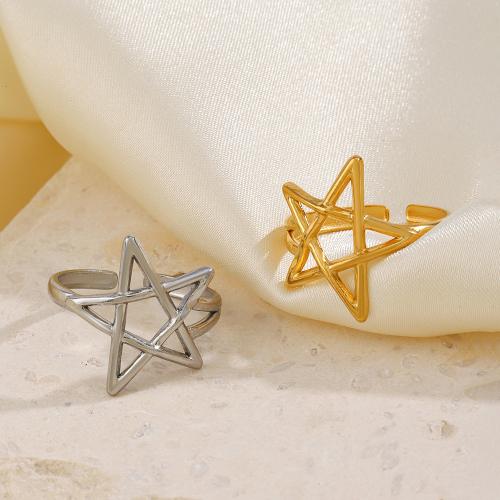 Stainless Steel Finger Ring 304 Stainless Steel Star plated for woman & hollow Sold By PC