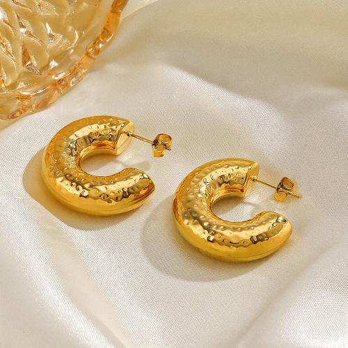 Roestvrij staal Stud Earrings, 304 roestvrij staal, gold plated, voor vrouw, 31x31mm, Verkocht door pair