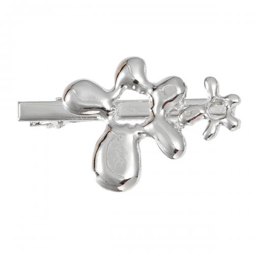 Næb klip, Zinc Alloy, Flower, for kvinde, sølv, nikkel, bly & cadmium fri, 61x38mm, Solgt af PC