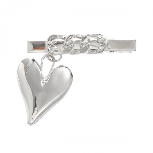 Næb klip, Zinc Alloy, Heart, for kvinde, sølv, nikkel, bly & cadmium fri, 49x44mm, Solgt af PC