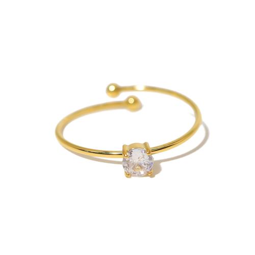 Cubic Zirconia rustfrit stål fingre Ringe, 304 rustfrit stål, 18K forgyldt, mode smykker & Micro Pave cubic zirconia & for kvinde, nikkel, bly & cadmium fri, Inner diameter :19mm, Solgt af PC