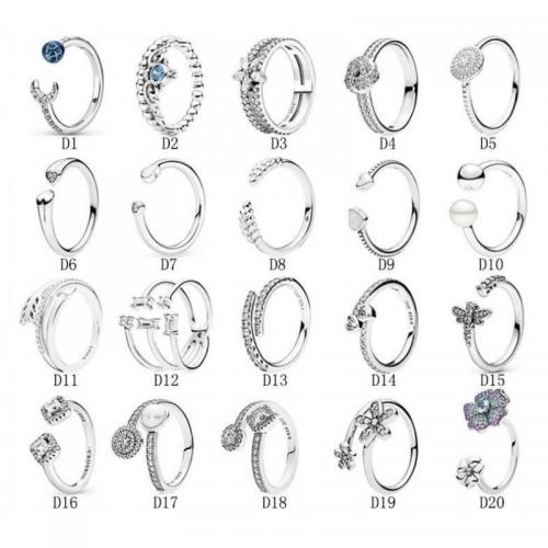 Zircon cubique Micro Pave Sterling Silver Rings, argent sterling 925, Placage, normes différentes pour le choix & styles différents pour le choix & pavé de micro zircon & pour femme & émail, argent, Vendu par PC