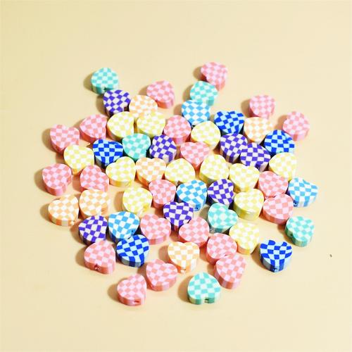 Abalorios de FIMO, Arcilla polimero, Corazón, Bricolaje & patrón de cuadros, más colores para la opción, 10mm, aproximado 1000PCs/Bolsa, Vendido por Bolsa