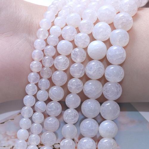 Perles agates, agate fleur de glace, Rond, poli, DIY & normes différentes pour le choix, blanc, Vendu par Environ 38 cm brin