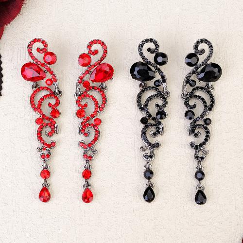 Pendientes de Aleación de Zinc, con diamantes de imitación, Esférico, chapado en color de plata, Bricolaje & diverso tamaño para la opción, más colores para la opción, libre de níquel, plomo & cadmio, 20x90mm, Vendido por Par