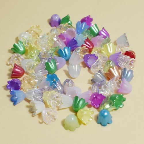 Acryl Bead Cap, Bloem, DIY & frosted, meer kleuren voor de keuze, 11mm, Ca 2500pC's/Bag, Verkocht door Bag