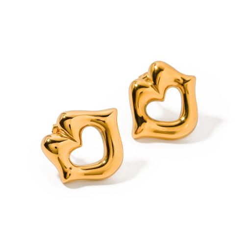 Roestvrij staal Stud Earrings, 304 roestvrij staal, Lip, 18K verguld, mode sieraden & voor vrouw, gouden, 22.20x20mm, Verkocht door pair