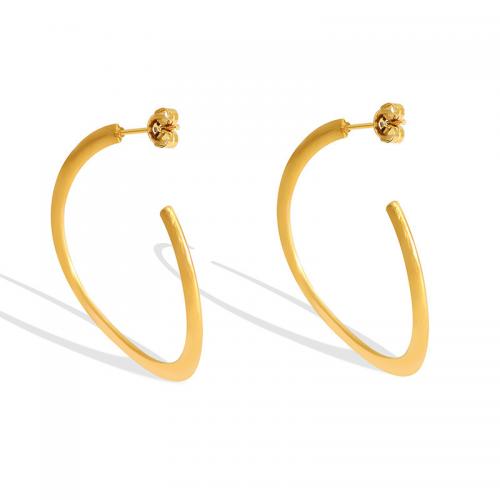 Titanium Steel  Earring 18K gold plated fashion jewelry & for woman golden Sold By Pair