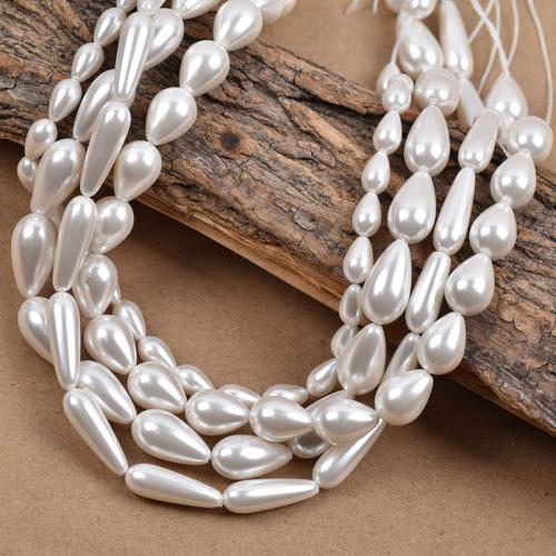 Glass Pearl Beads Teardrop DIY white Sold By Strand