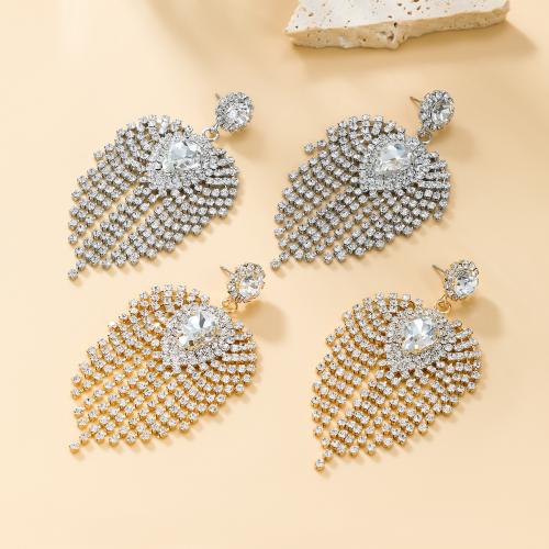 Zinc Alloy Stud Earring fashion jewelry & for woman & with rhinestone nickel lead & cadmium free Sold By Pair