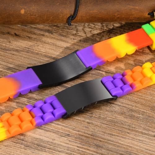 Braccialetti in silicone, with 304 acciaio inox, placcato, gioielli di moda & unisex, nessuno, Lunghezza Appross. 14-19.5 cm, Venduto da PC