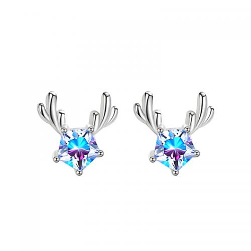 Cubic Zirconia micro pavimenta Sterling Silver Earring, 925 argento sterlina, Palchi di corna, placcato, Micro spianare cubic zirconia & per la donna, nessuno, 10.80x9.90mm, Venduto da coppia