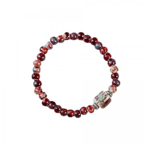 Bracelet en alliage de zinc, avec porcelaine & fil élastique & bois, Placage, unisexe & styles différents pour le choix, plus de couleurs à choisir, Longueur Environ 14-20 cm, 10PC/lot, Vendu par lot