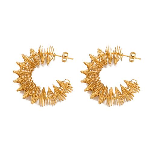 304 roestvrij staal Stud Earring, Letter C, plated, voor vrouw & hol, meer kleuren voor de keuze, 31x36mm, Verkocht door pair