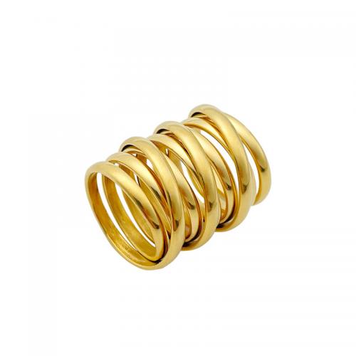 Acier inoxydable 304 bague, Placage de couleur d'or, normes différentes pour le choix & pour femme & creux, Taille:6-9, Vendu par PC