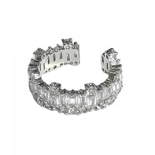 Žalvarinis Cuff Finger Ring, platinos spalva padengtas, įvairių stilių pasirinkimas & mikro nutiesti kubinių Zirconia & moters, Dydis:6-8, Pardavė PC