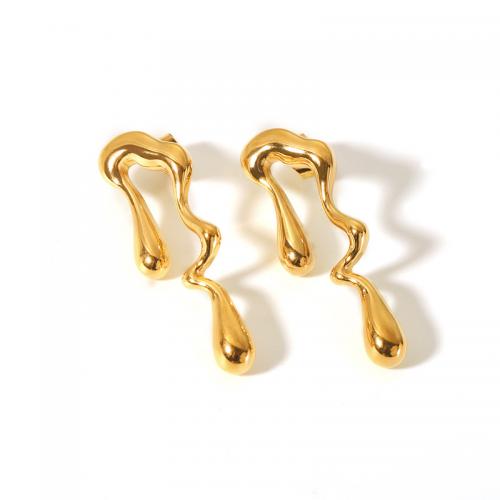 Pendientes de Acero Inoxidable, acero inoxidable 304, 18K chapado en oro, Joyería & para mujer, dorado, 38.80x12.70mm, Vendido por Par