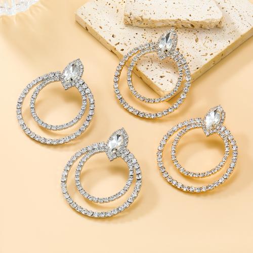 Zinc Alloy Stud Earring plated fashion jewelry & for woman & with rhinestone nickel lead & cadmium free Sold By Pair