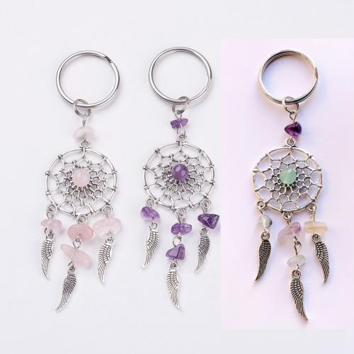 Key Chain, Zinc Alloy, med Natur grus, Unisex, flere farver til valg, nikkel, bly & cadmium fri, Solgt af PC