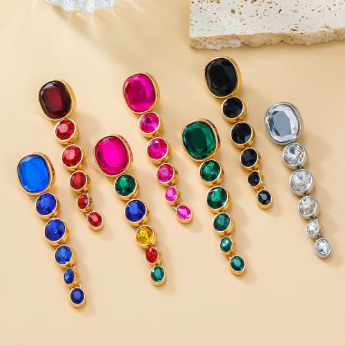 Zinc Alloy Stud Earring fashion jewelry & for woman & with rhinestone nickel lead & cadmium free Sold By Pair