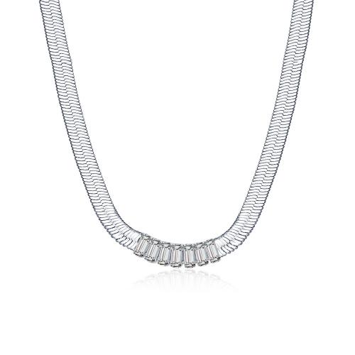 Collier en laiton cubique Zircon Micro Pave, avec 50mm chaînes de rallonge, bijoux de mode & pavé de micro zircon & pour femme, protéger l'environnement, sans nickel, plomb et cadmium, wide:5.5mm, Longueur Environ 400 mm, Vendu par PC