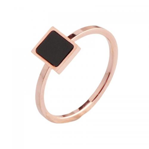 Titanium Steel Finger Ring with Acrylic plated & for woman rose gold color Sold By PC