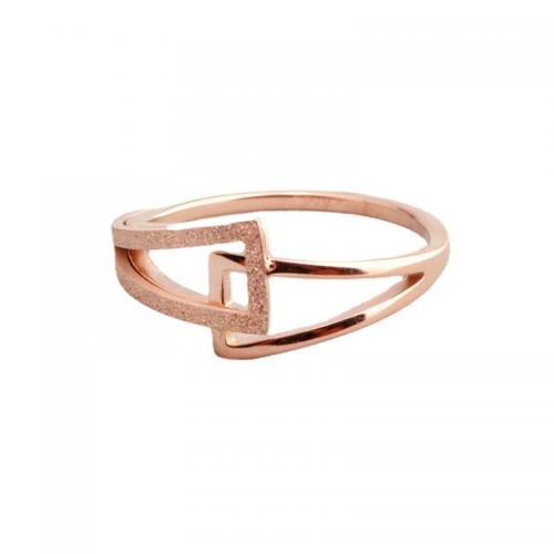 Titanium Steel Finger Ring plated & for woman rose gold color Sold By PC