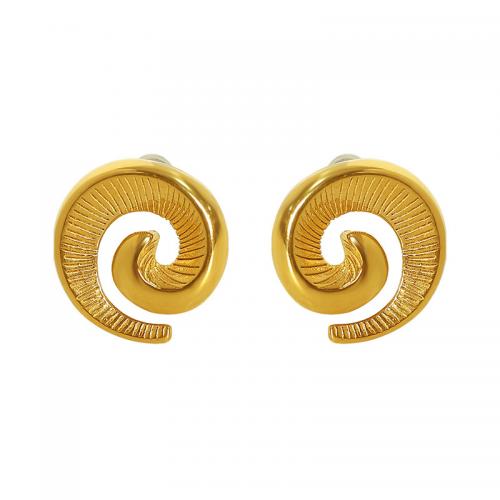 Titanium Steel  Earring fashion jewelry & for woman golden Sold By Pair