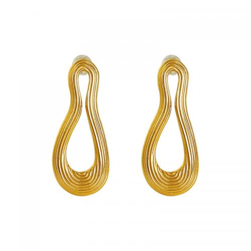 Titanium Steel  Earring fashion jewelry & for woman golden Sold By Pair