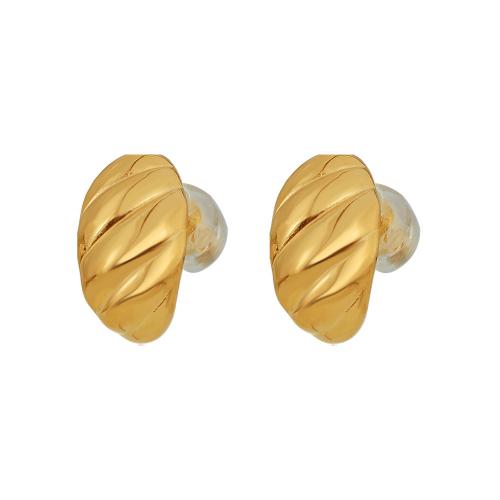 Titanium Aço Brinco, Partículas de aço, joias de moda & para mulher, dourado, 7.50x13mm, vendido por par