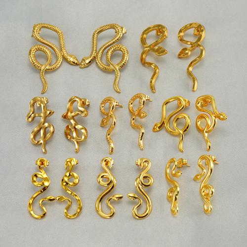 Stainless Steel Stud Earrings 304 Stainless Steel Snake 18K gold plated fashion jewelry & for woman golden Sold By Pair