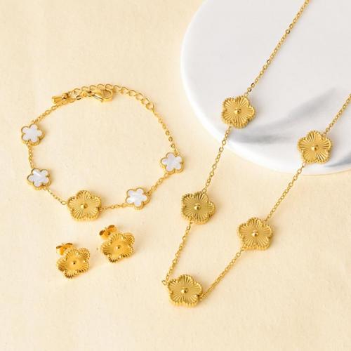 Sets de Joyas, Partículas de acero, Flor, Joyería & diferentes estilos para la opción & para mujer, dorado, Vendido por UD