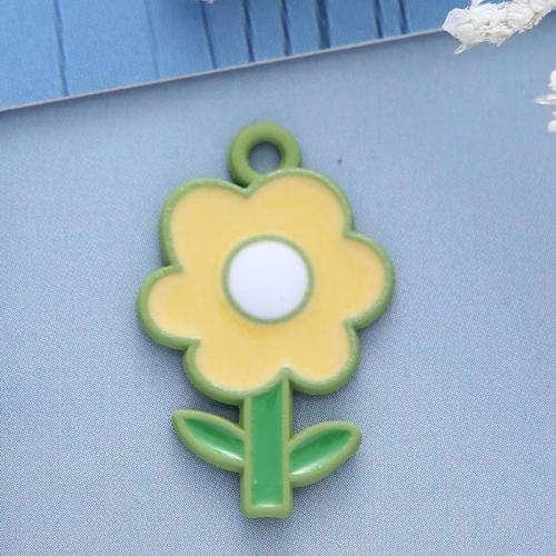 Zinc Alloy Enamel Pendants Flower DIY nickel lead & cadmium free Sold By Bag